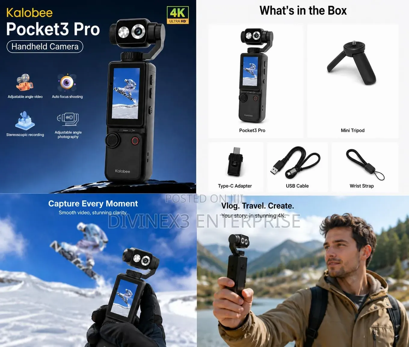 Kalobee Pocket 3 Pro Ultra HD Handheld Camera
