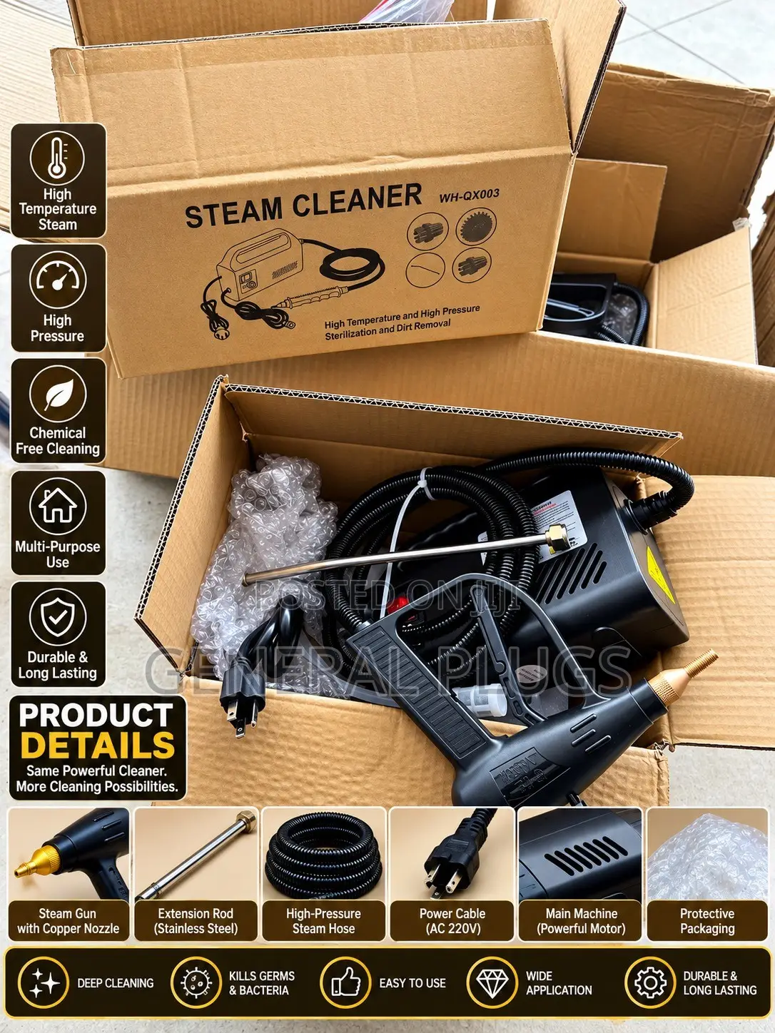 Professional Hygiene Hot Steamer for Cars , AC , Tiles ,Sofas ,Kitchen