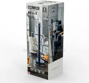 Tower Belle Mug Tree and Towel Pole Set,Stainless Steel, Midnight Blue