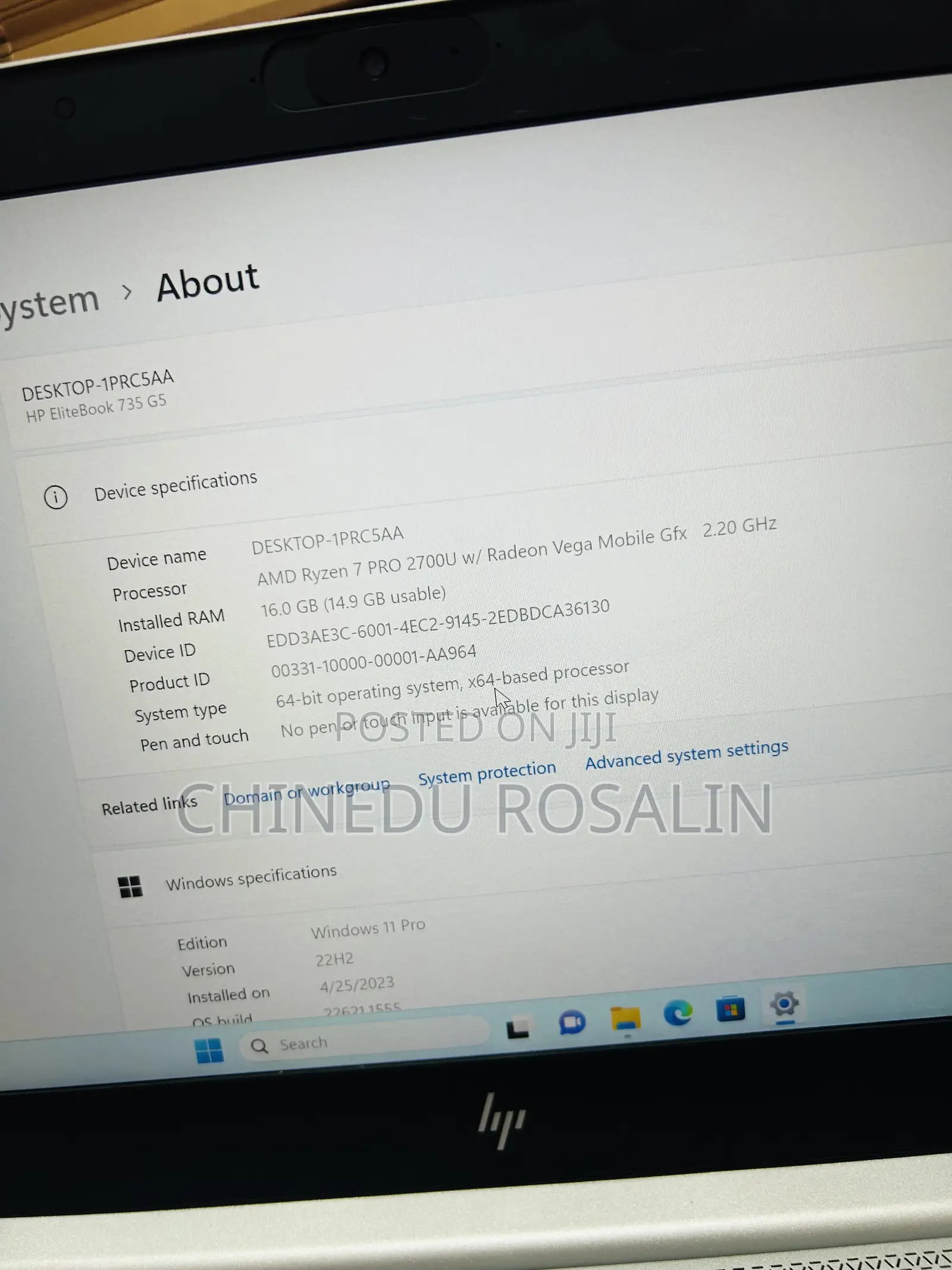 Laptop HP EliteBook 735 G5 16GB AMD Ryzen 7 SSD 256GB