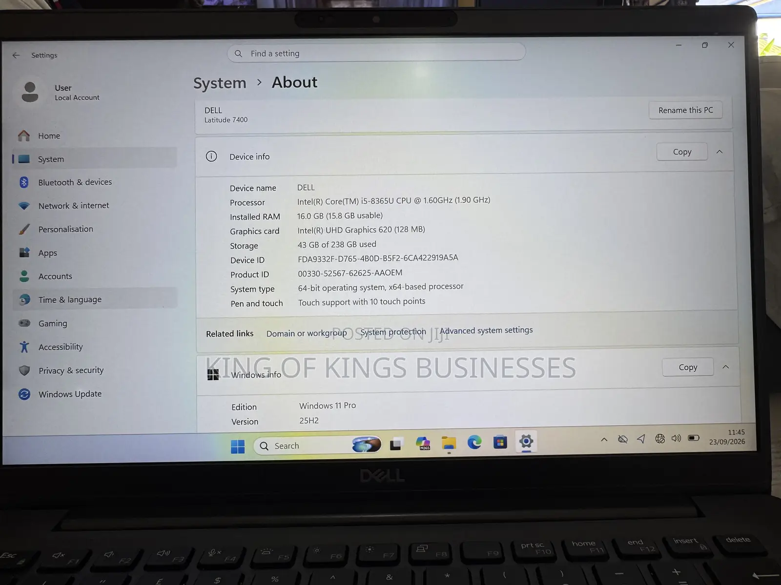 Laptop Dell Latitude 7400 16GB Intel Core i5 SSD 256GB