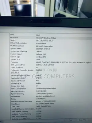 Laptop Dell Latitude 5500 16GB Intel Core i7 SSD 512GB