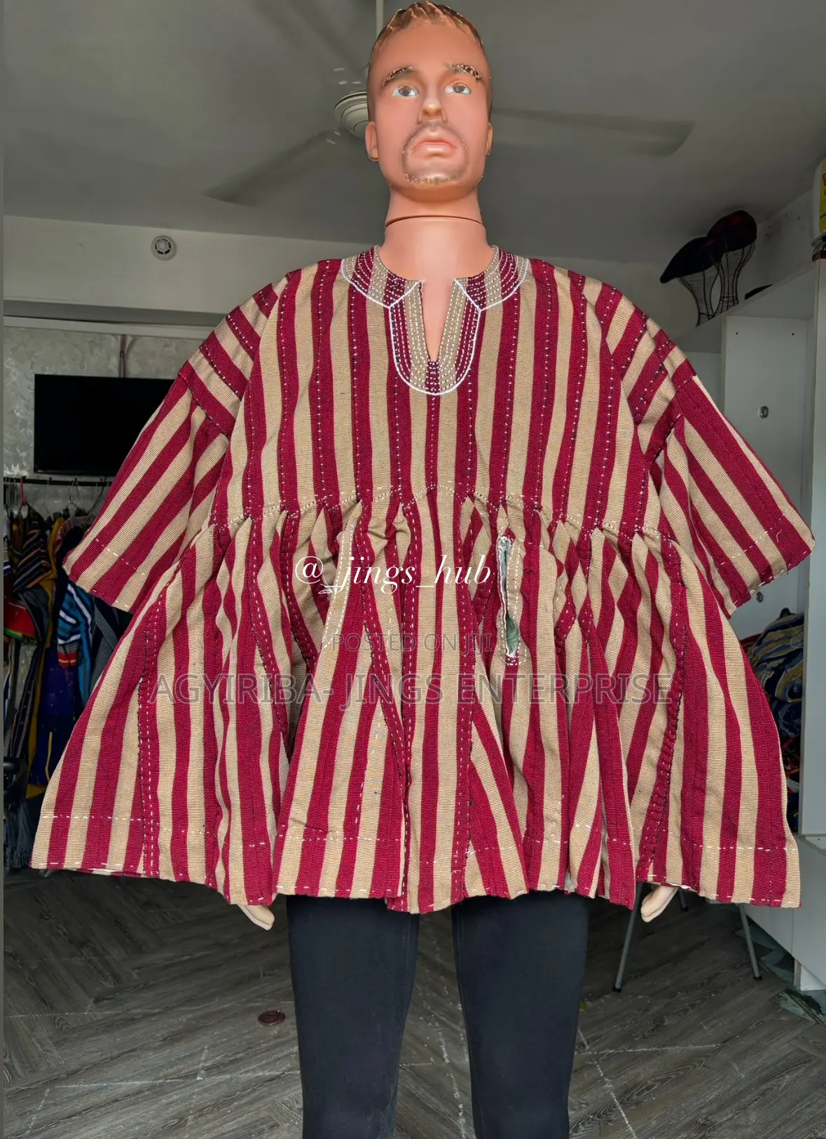 Cream and Wine Handwoven Smock