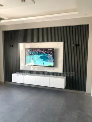 Floating TV Unit With Light Stones