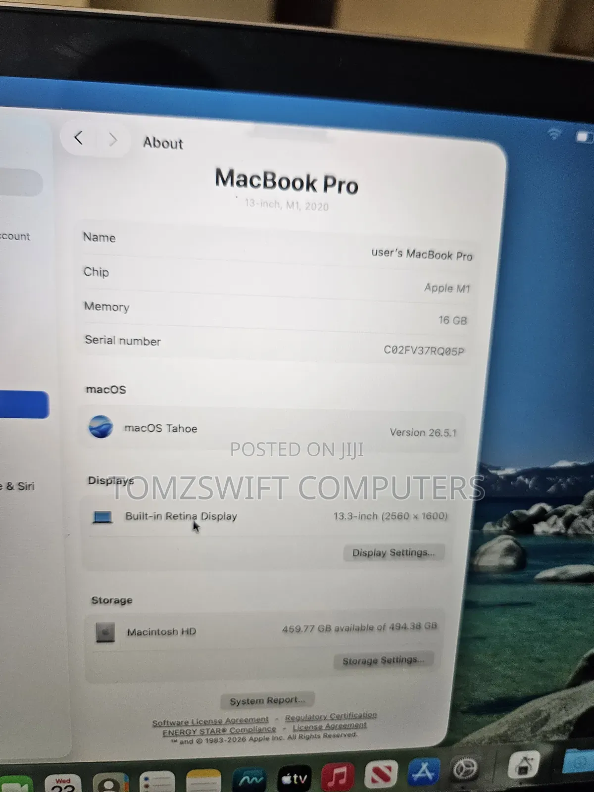 Laptop Apple MacBook Pro 2020 16GB Apple M1 SSHD (Hybrid) 512GB