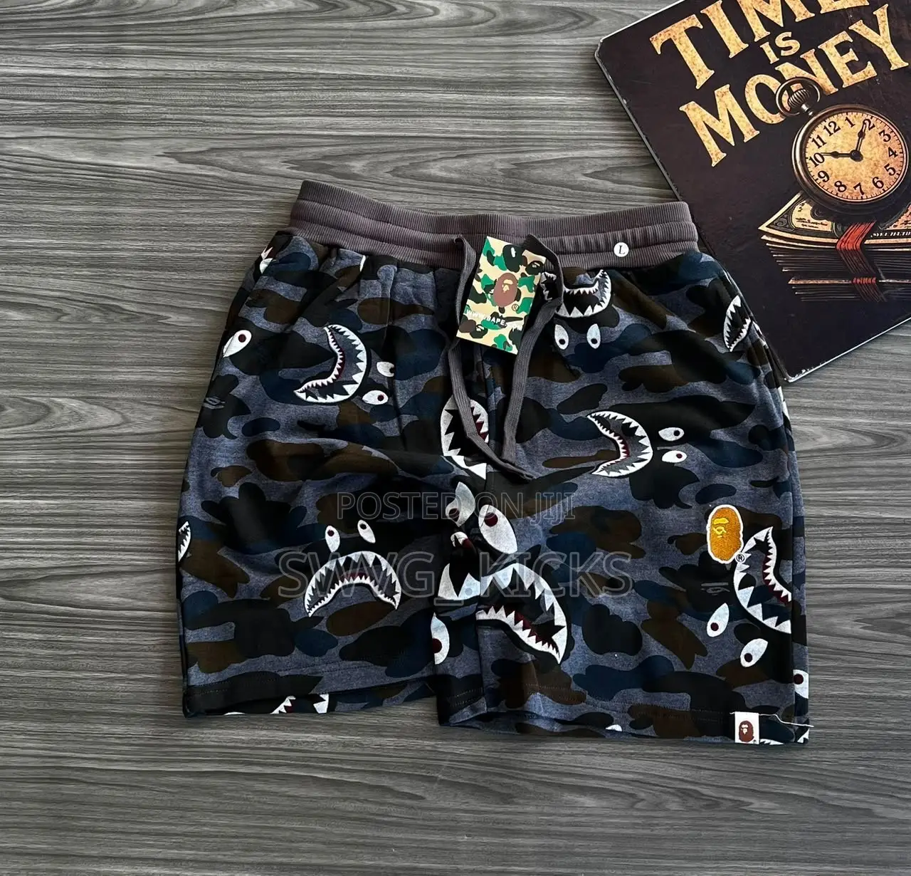 A Bathing Ape Camo Shark Sweat Shorts