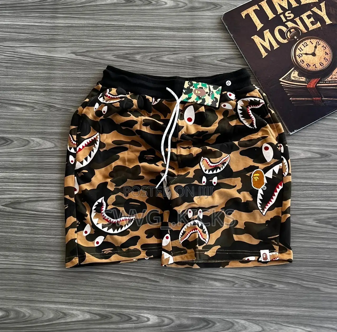A Bathing Ape Camo Shark Sweat Shorts