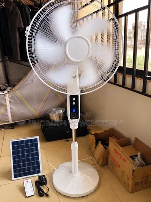 Solar Rechargeable Fan With Remote, LED Light USB Charging