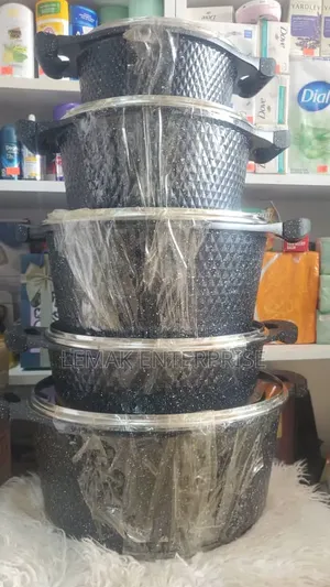 Non-Stick Die-Cast Cookware Pots With Diamond-Patterned 5 Set