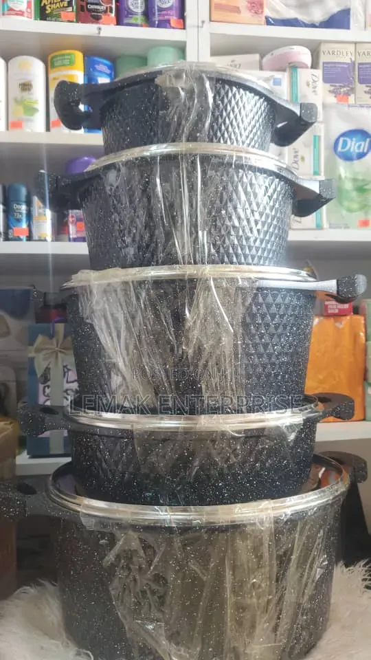 Non-Stick Die-Cast Cookware Pots With Diamond-Patterned 5 Set