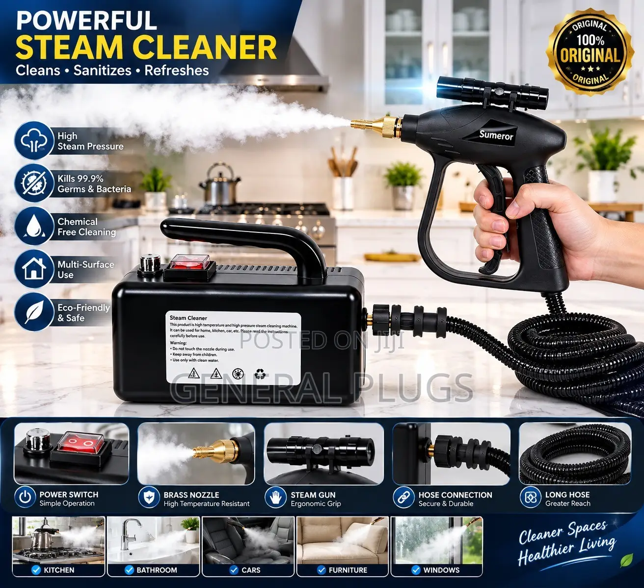 Powerful Hot Sterilization Steam Cleaner for Cars ,AC ,Kitchen Etc