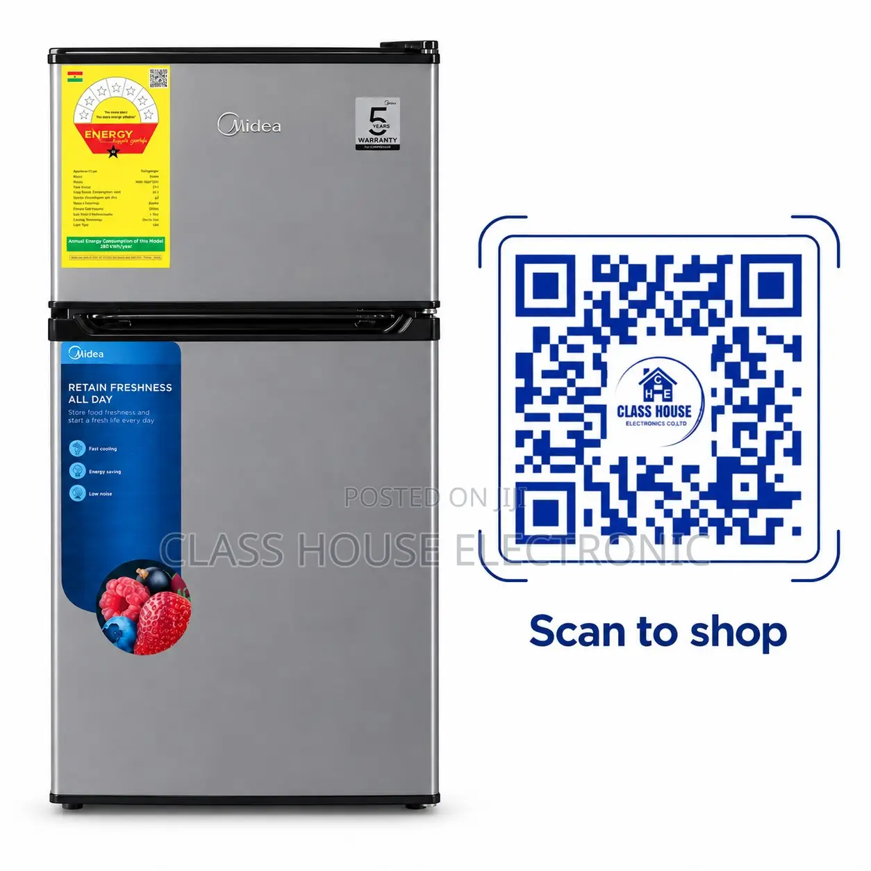 Midea 87ltr Fast Cooling Double Door Table Top Fridge