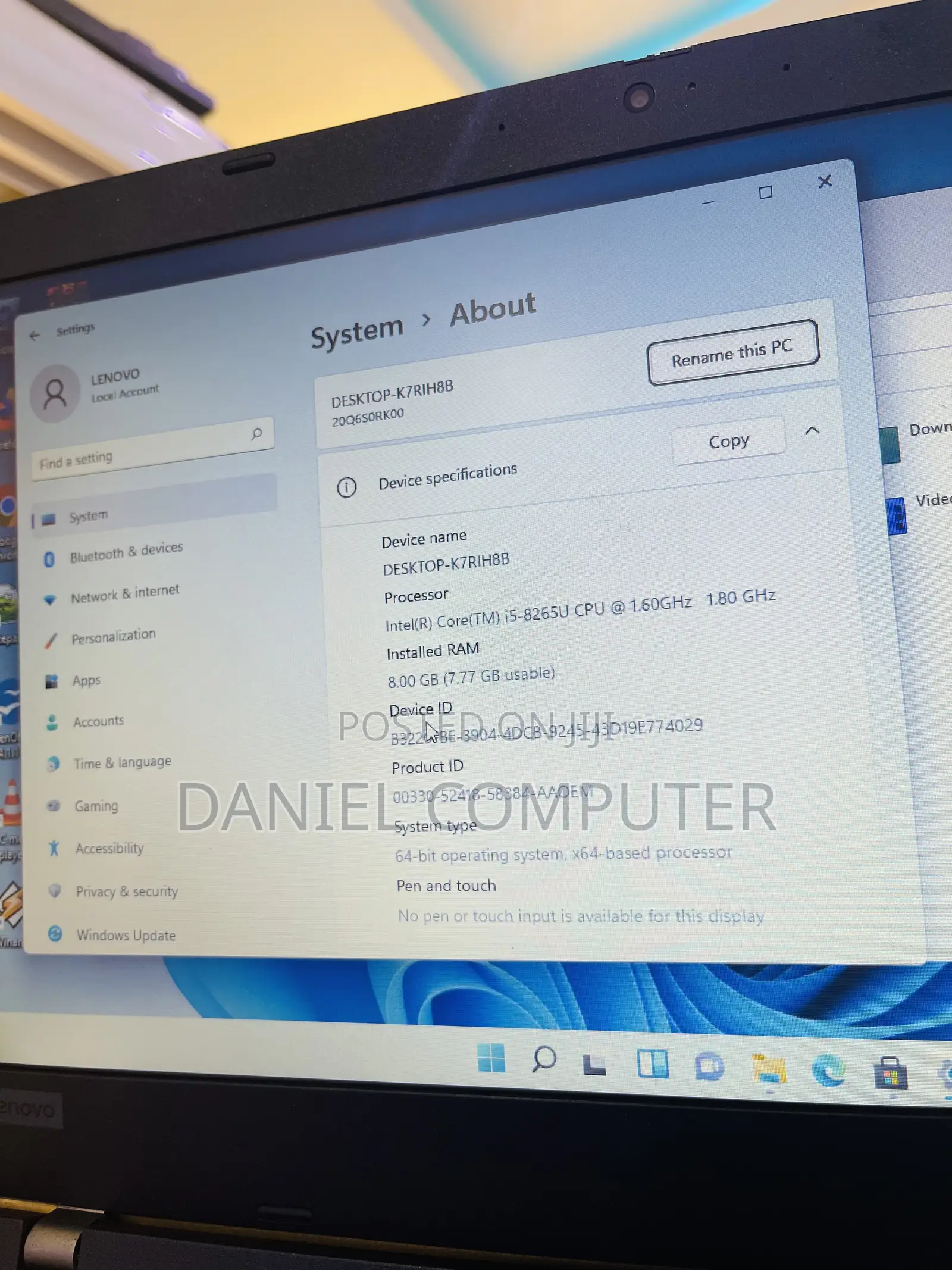 Laptop Lenovo ThinkPad L490 8GB Intel Core i5 SSD 256GB