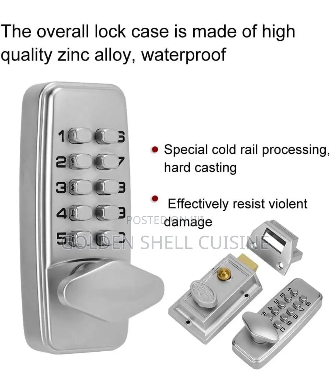 Mechanical Keyless Combination Keypad Rim Latch Door Lock Set