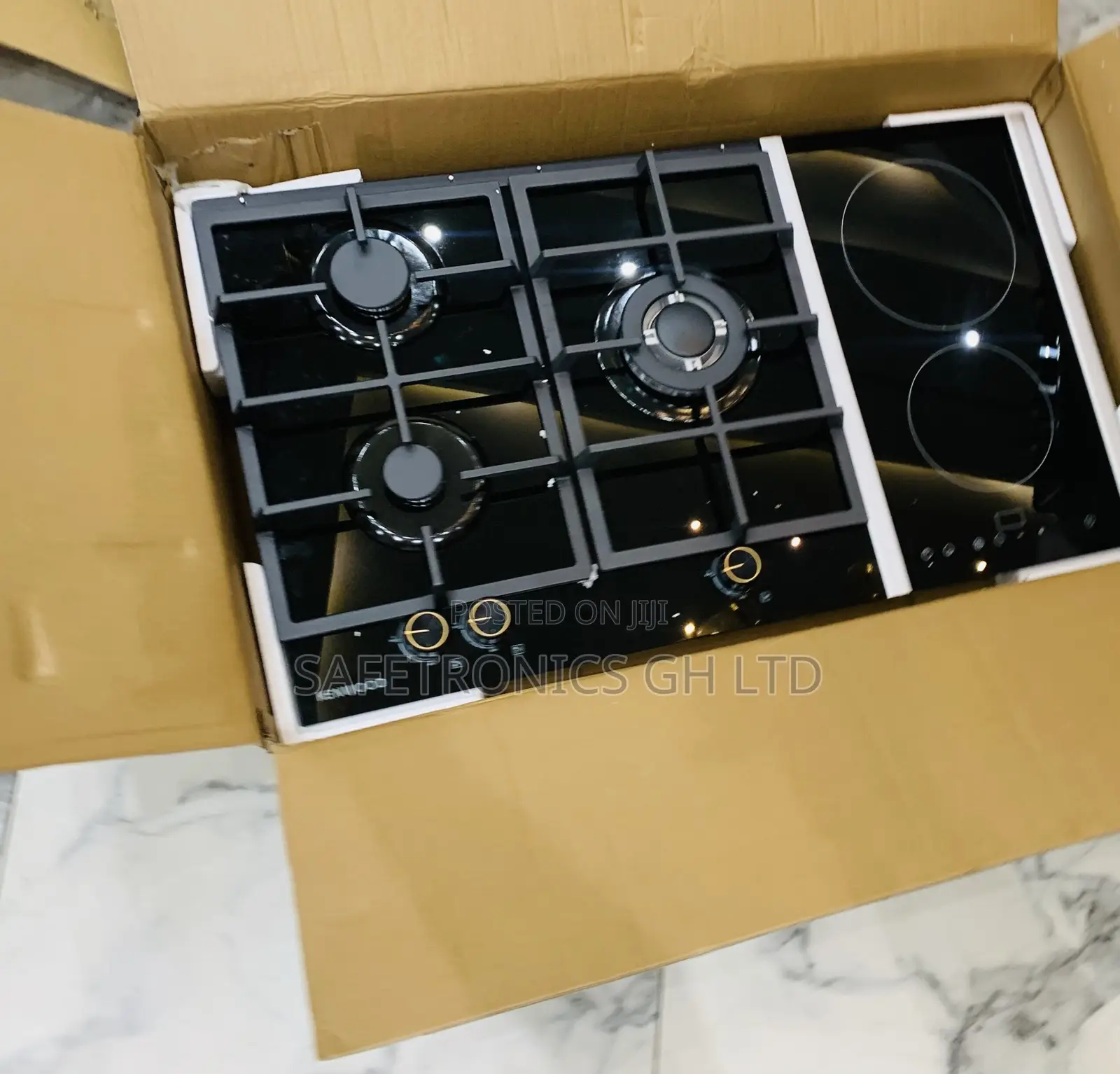 Check Unique • Inbuilt Kenwood 2 Electric 3 Gas Hob Black
