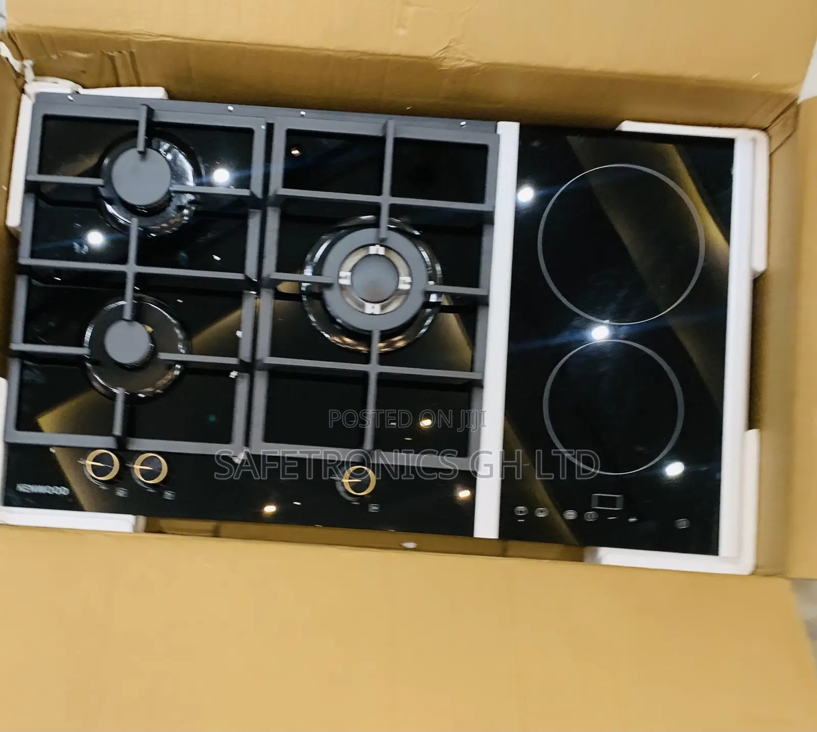 Grab Secure * Black Kenwood 3 Gas 2 Electric Hob