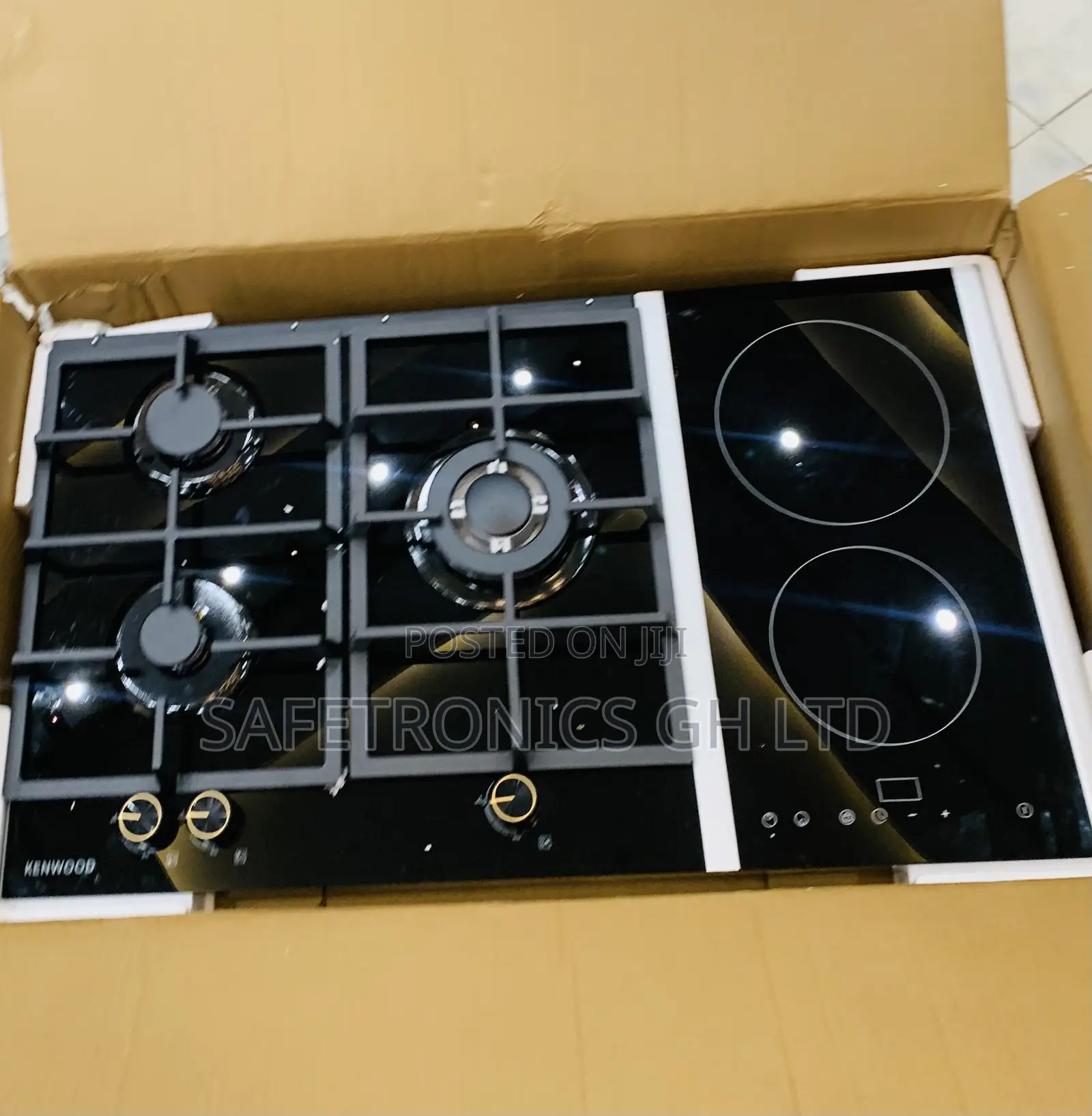 Grab Secure * Black Kenwood 3 Gas 2 Electric Hob