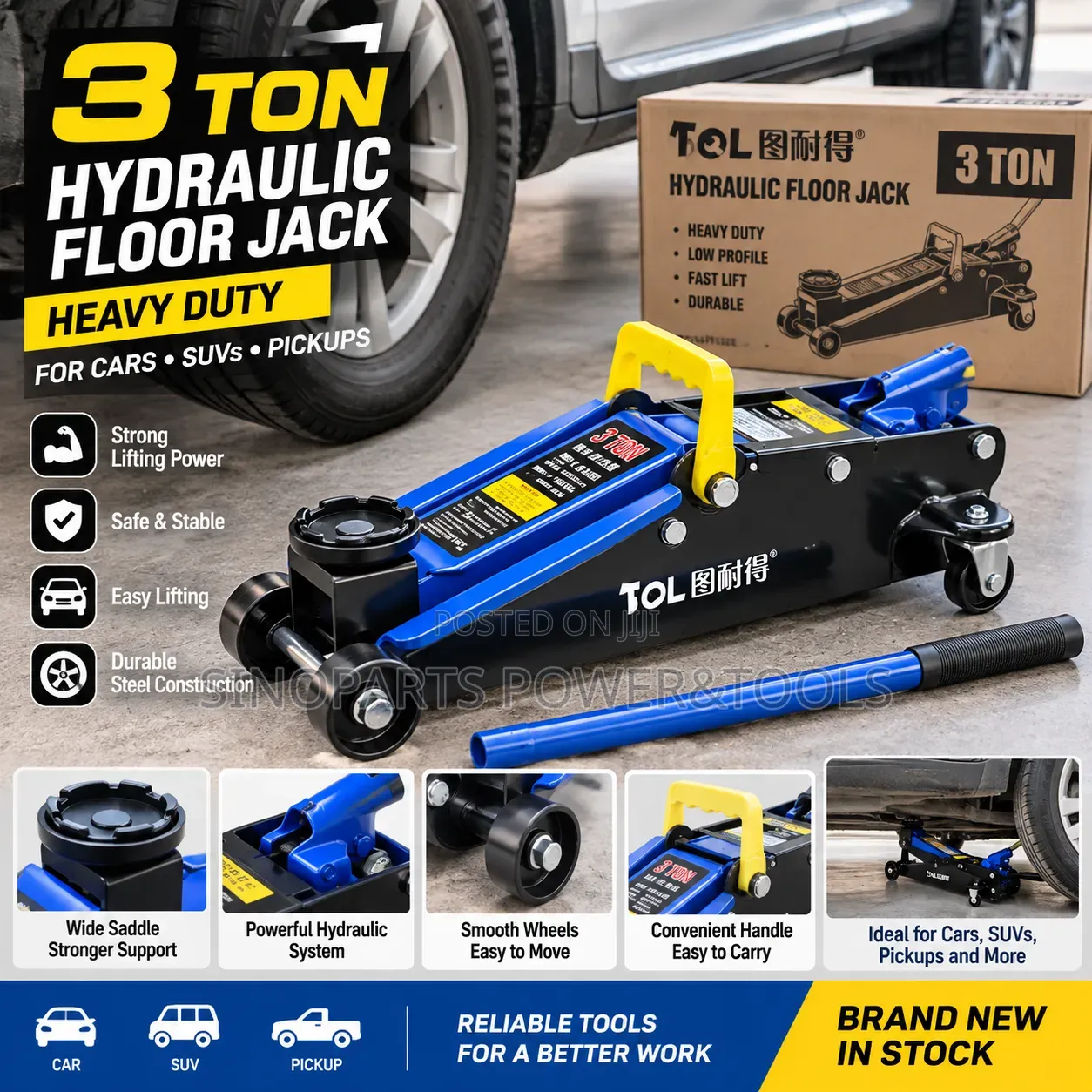 3 Ton Heavy Duty Hydraulic Floor Jack for Cars SUVs