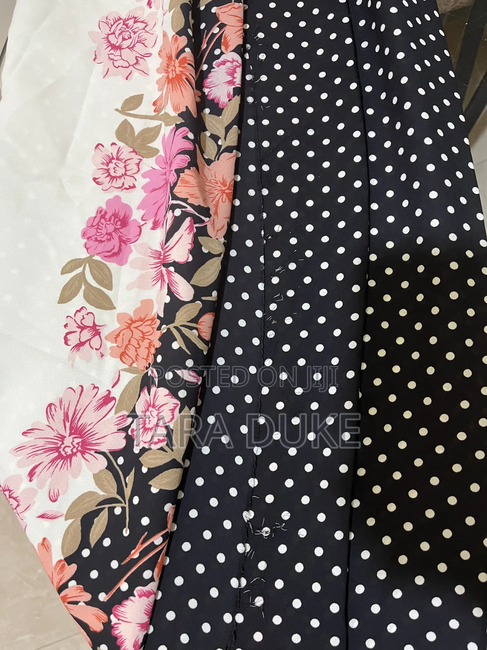 Polka Dot and Floral Chiffon Fabric