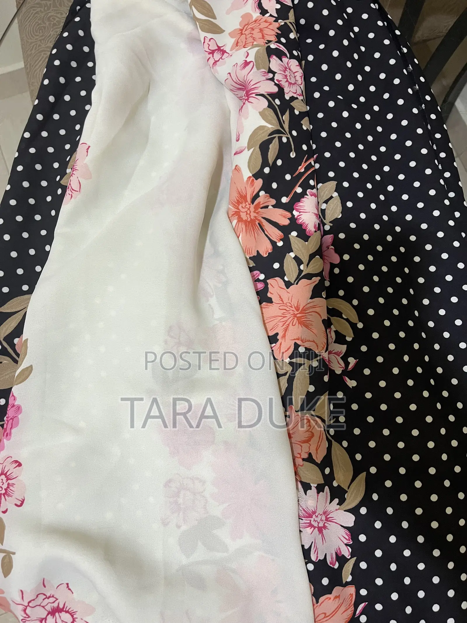 Polka Dot and Floral Chiffon Fabric