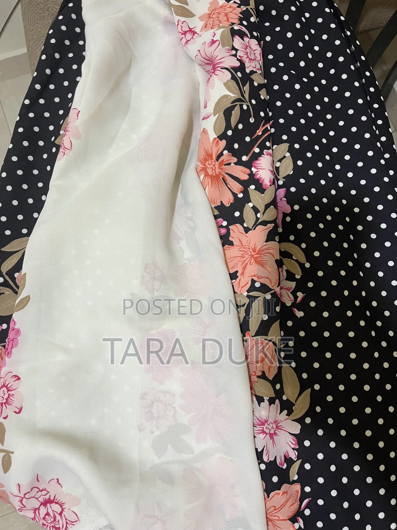 Polka Dot and Floral Chiffon Fabric