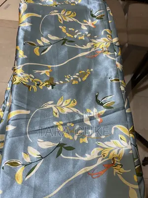 Blue Botanical Satin Material