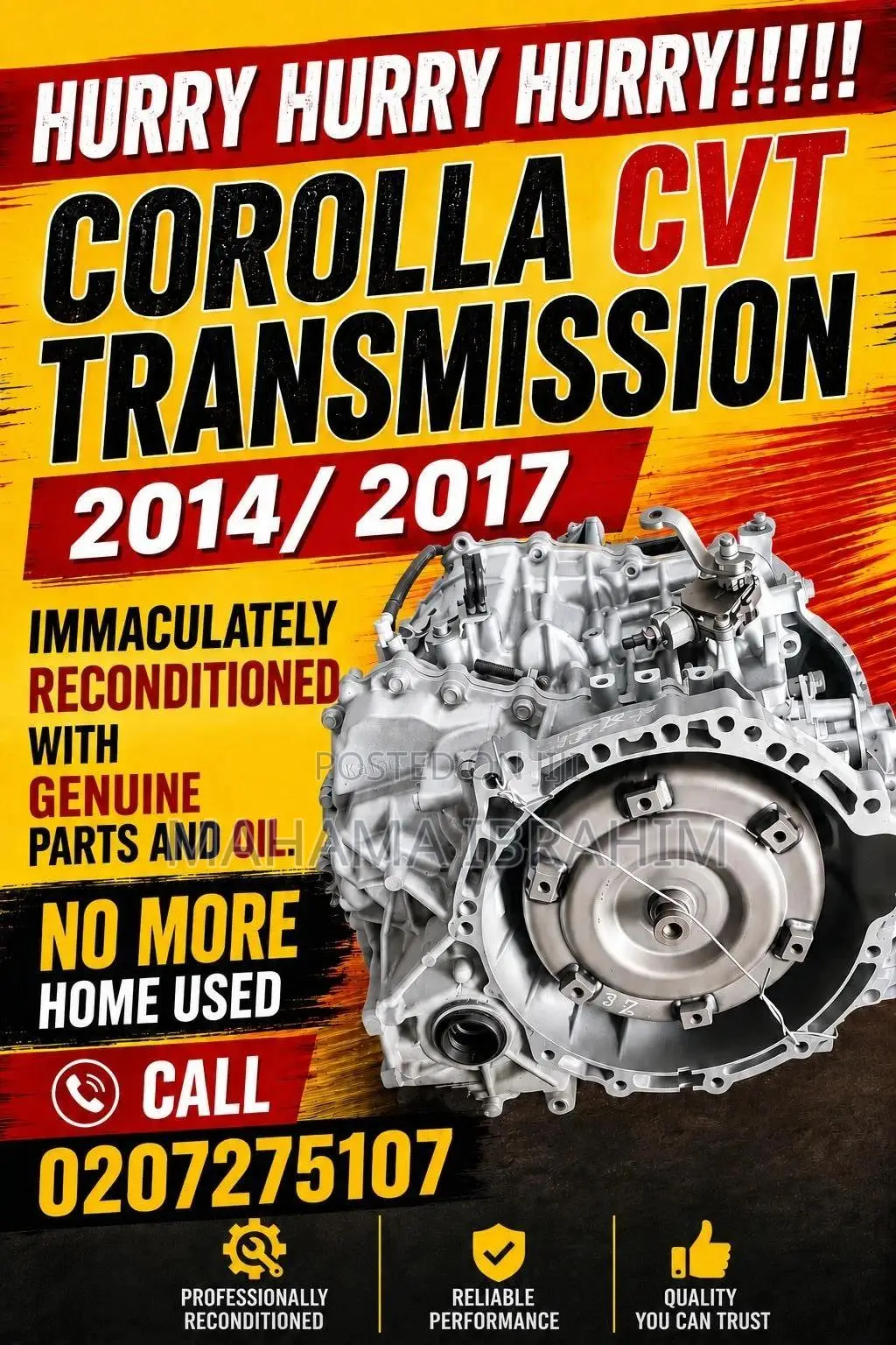 Corolla CVT Transmission 2014/2017