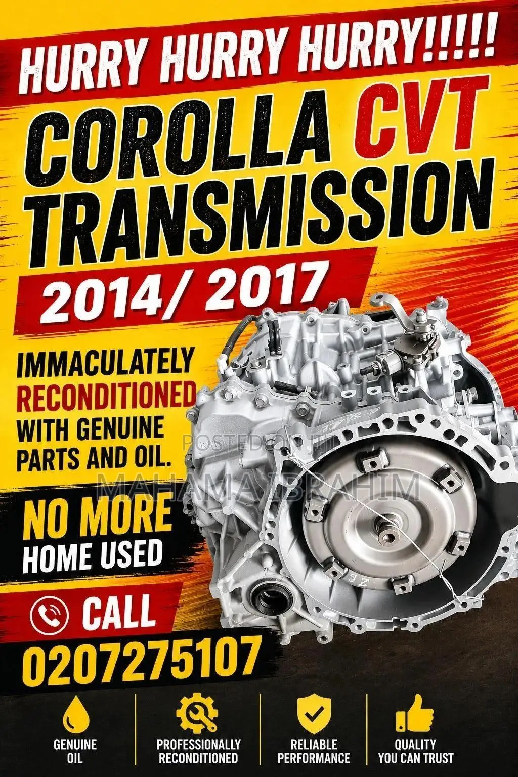 Corolla CVT Transmission 2014/2017