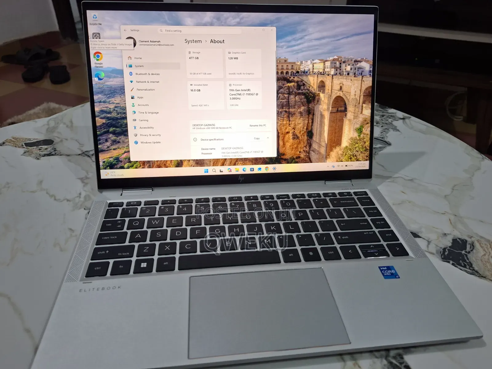 Laptop HP EliteBook 1040 G8 16GB Intel Core i7 SSD 512GB