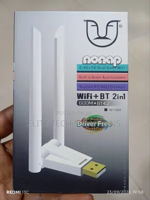 Nonap W168 600Mbps Dual Band WiFi and Bluetooth 4.2 USB Adapter.