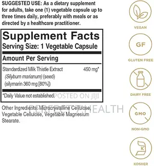 Milk Thistle 450 Mg, Liver Health, (360 Mg Silymarin), 100 Veg Caps