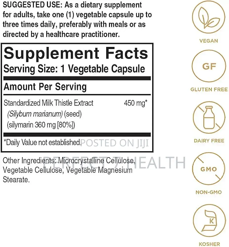 Milk Thistle 450 Mg, Liver Health, (360 Mg Silymarin), 100 Veg Caps