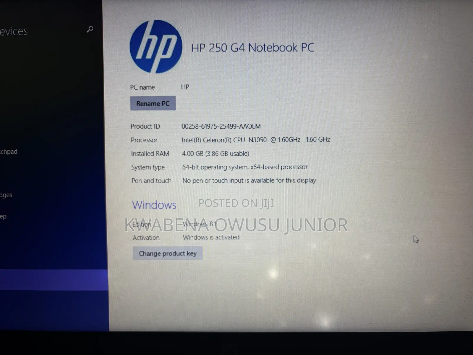 Laptop HP 250 G4 4GB Intel Celeron HDD 500GB