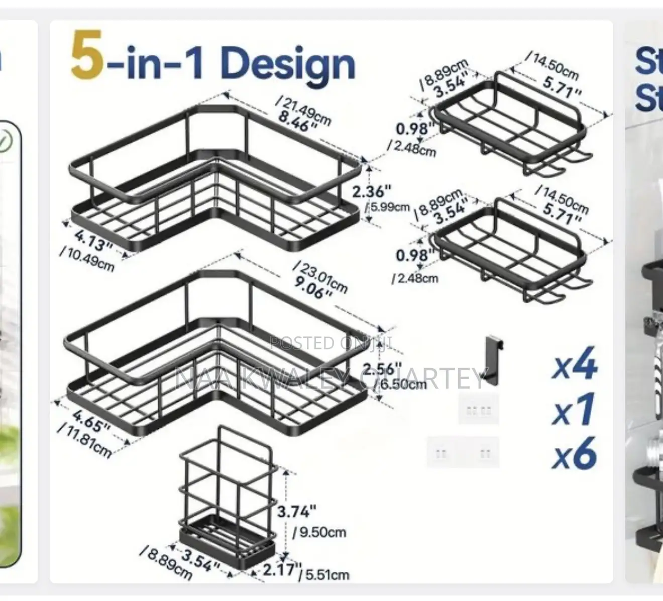 5pcs Corner Shower Caddy Set