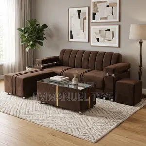 Brown Luxury Fabric 3 in One Set Sofa