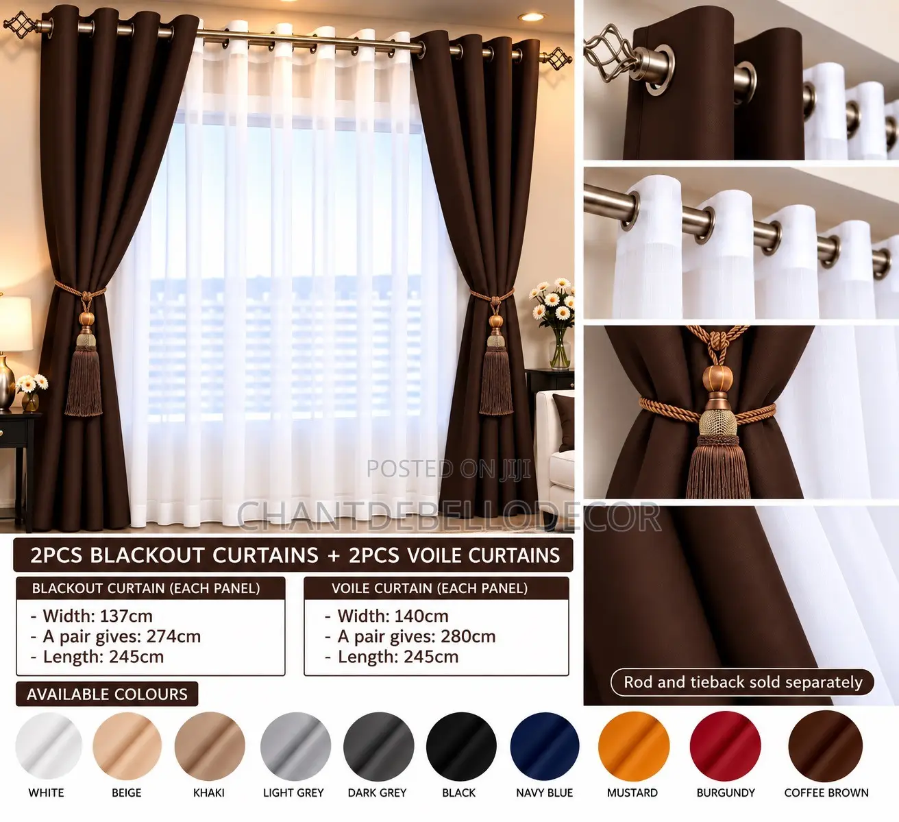 Premium Blackout Curtains With Voile