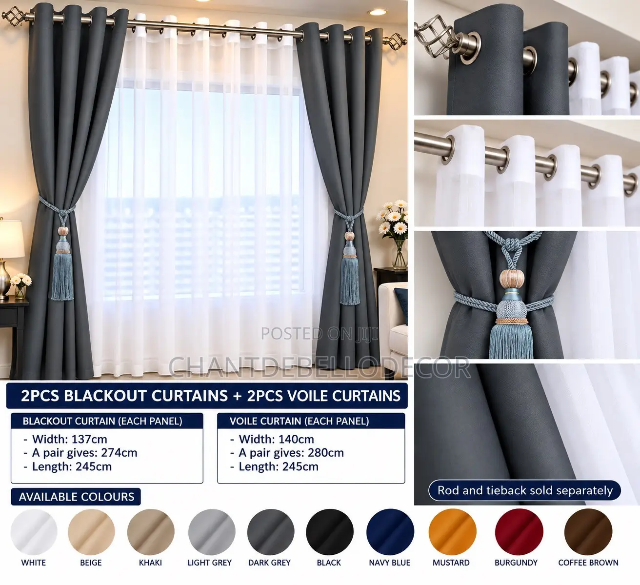 Classy Curtains With Transparent Voile for Living Room Bedroom