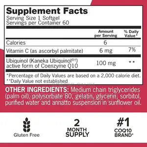 Mega CoQ10 Ubiquinol 100 Mg, Heart, Blood Pressure, 60/100 Softgels