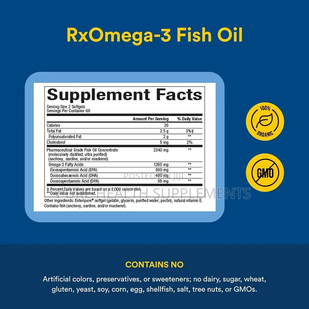 Rx Omega-3, 1260 Mg, Brain Heart Eye Nerve Joint Health 120 Softgels