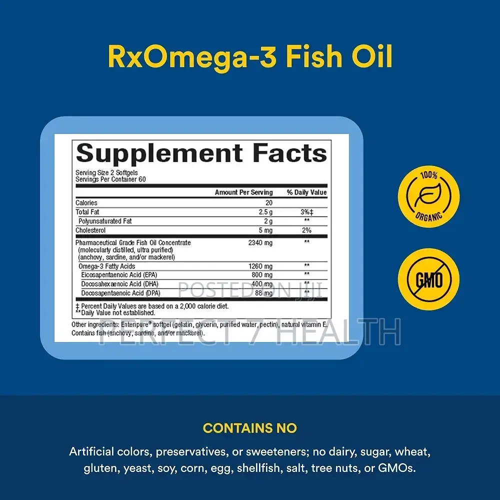 Rx Omega-3, 1260 Mg, Brain Heart Eye Nerve Joint Health 120 Softgels