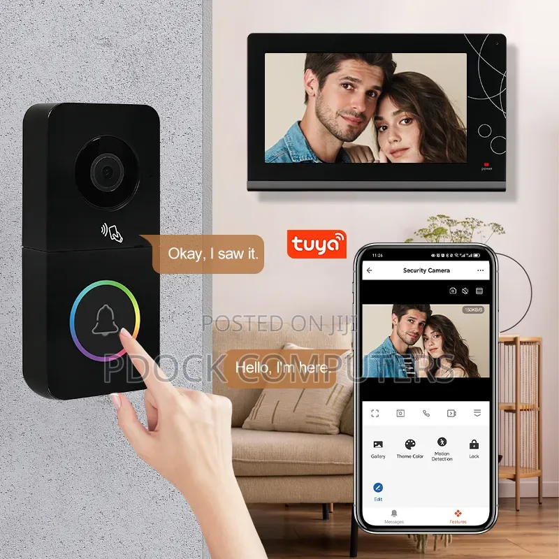 Tuya 7" Wireless Touch Screen Villa Video Intercom Home Security Kit