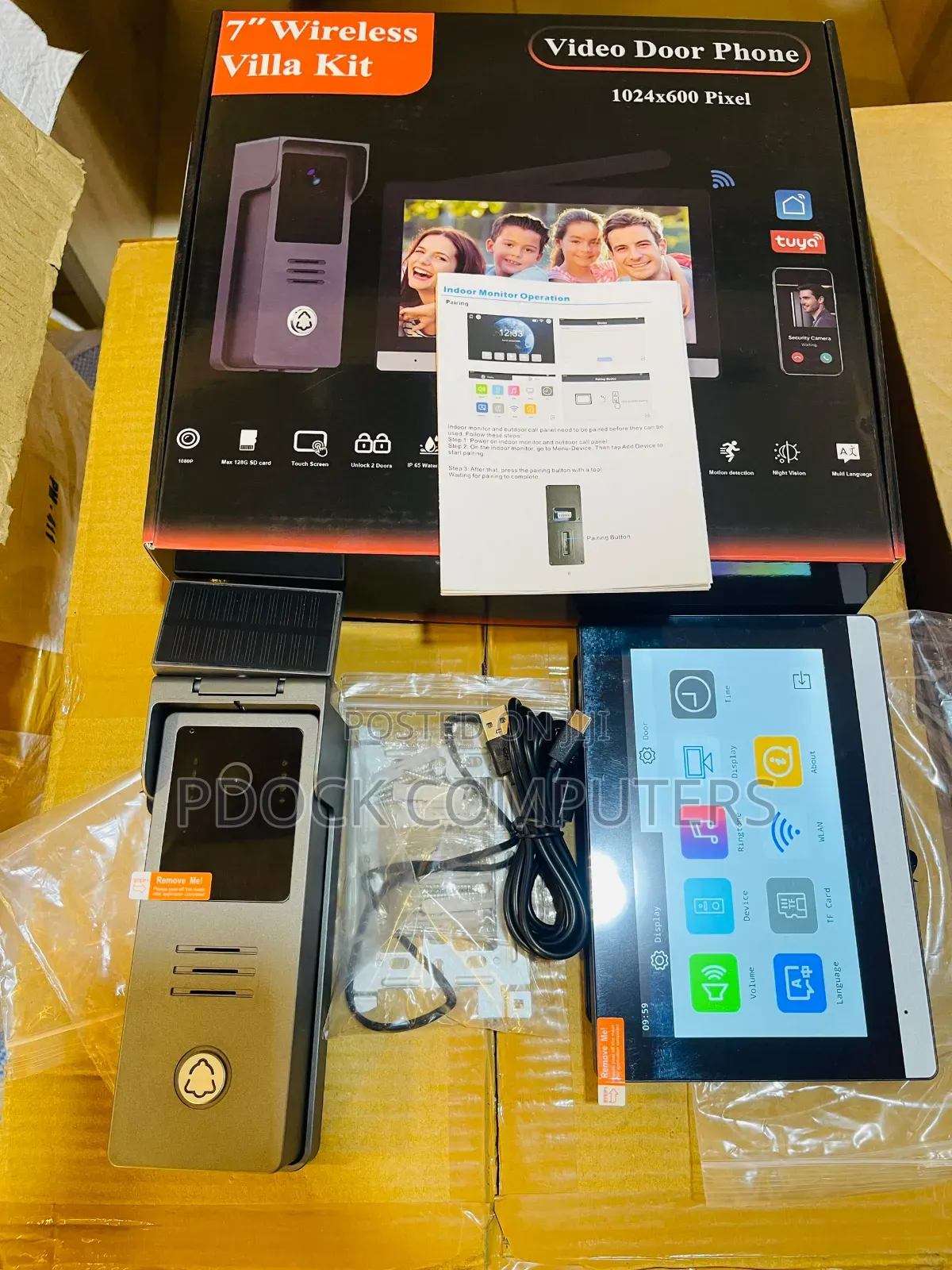 Tuya 7" Wireless Touch Screen Villa Video Intercom Home Security Kit