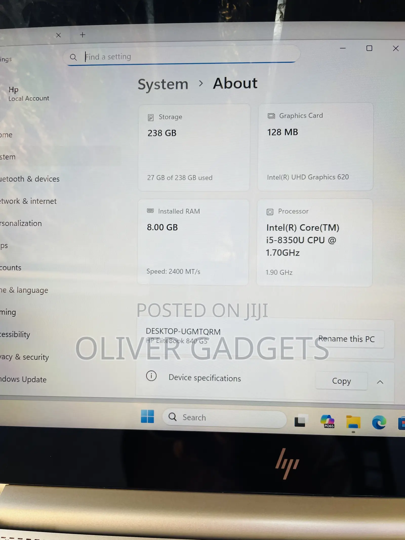 Laptop HP EliteBook 840 G5 8GB Intel Core i5 SSD 256GB