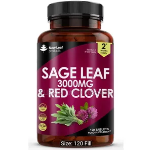 Sage Leaf Red Clover Tablets for Menopause-120 Potent 3000mg Tablets