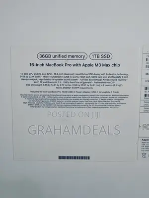 New Laptop Apple MacBook Pro 2023 M3 Max 36GB Apple M3 Max SSD 1T