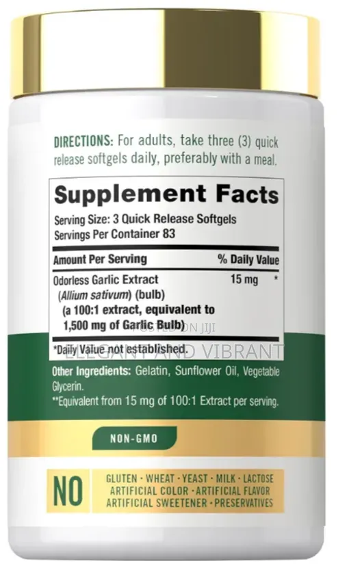 Odorless Garlic 1500mg Herbal Extract Cardiovascular Support Sup