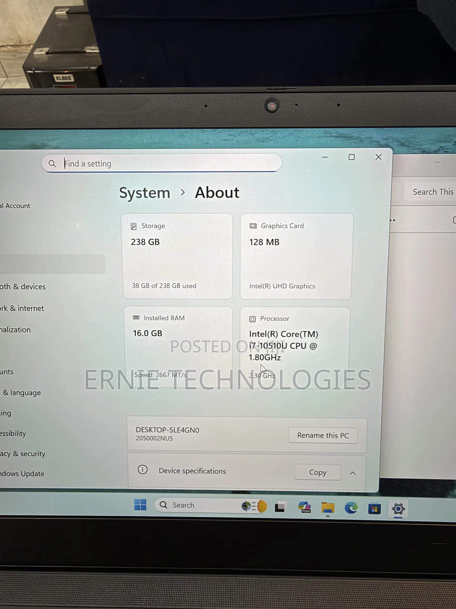 Laptop Lenovo ThinkPad T14 16GB Intel Core i7 SSD 256GB