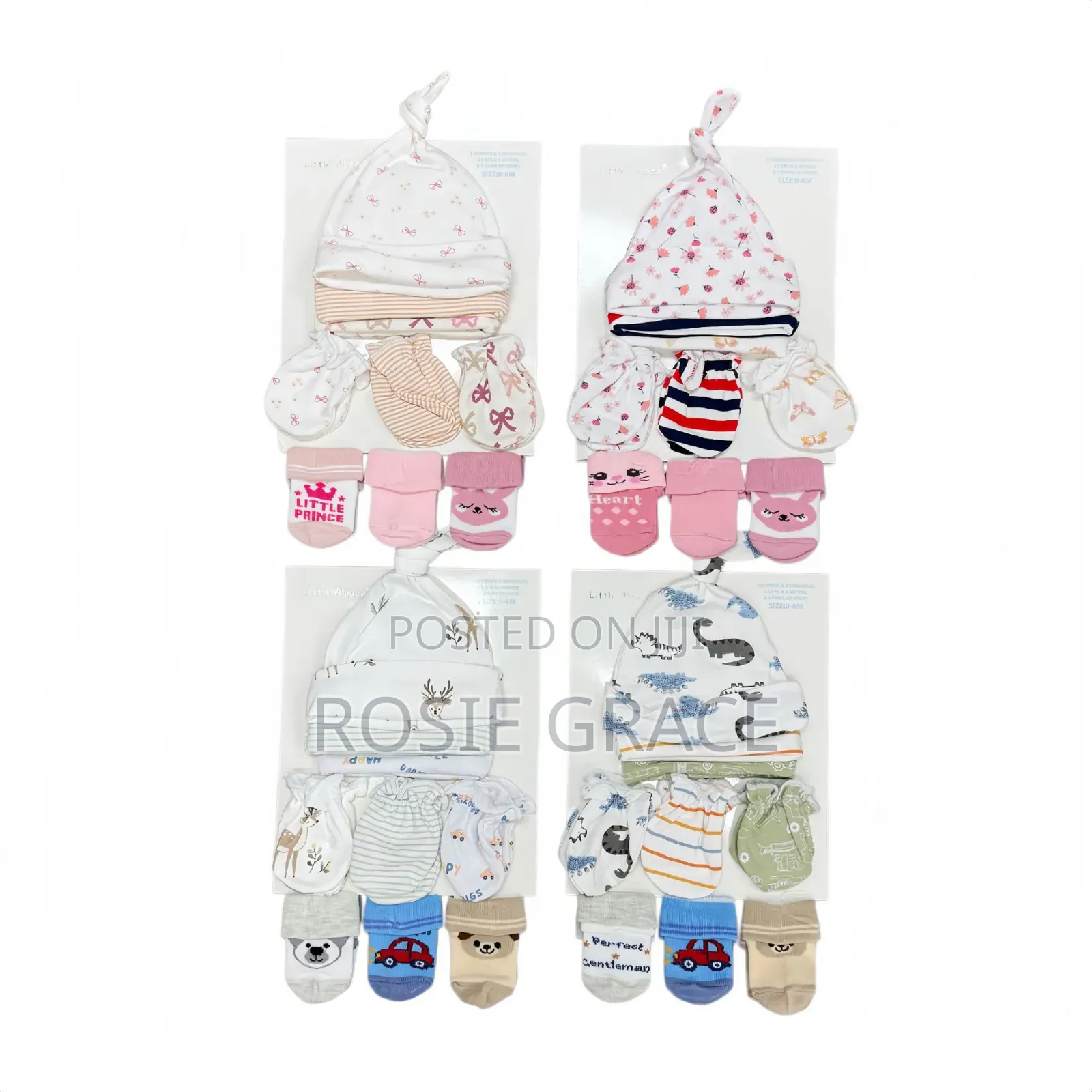 9 PCs Set Newborn Hats, Socks, Mittens