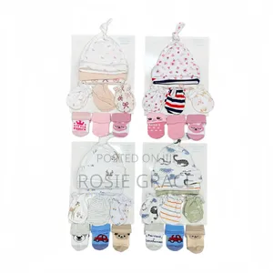 9 PCs Set Newborn Hats, Socks, Mittens