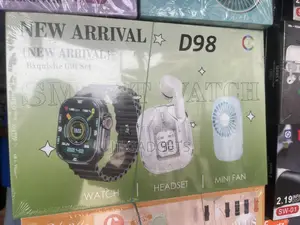 D98 Exquisite Gift Set —Smart Watch+Wireless Headset+Mini Fan (3-in-1)